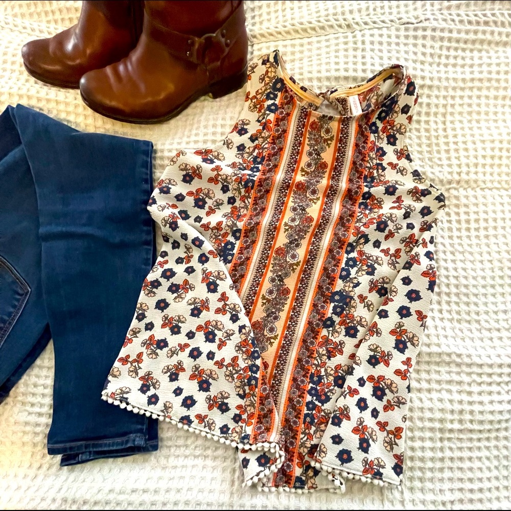 Xhilaration Fun Floral Sleeveless Boho Top Size XS